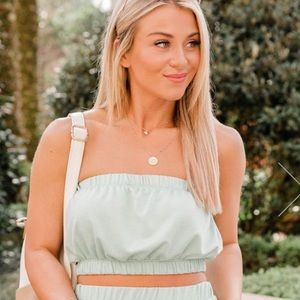 Pink Lily- “Stories Told” Sage Crop Top